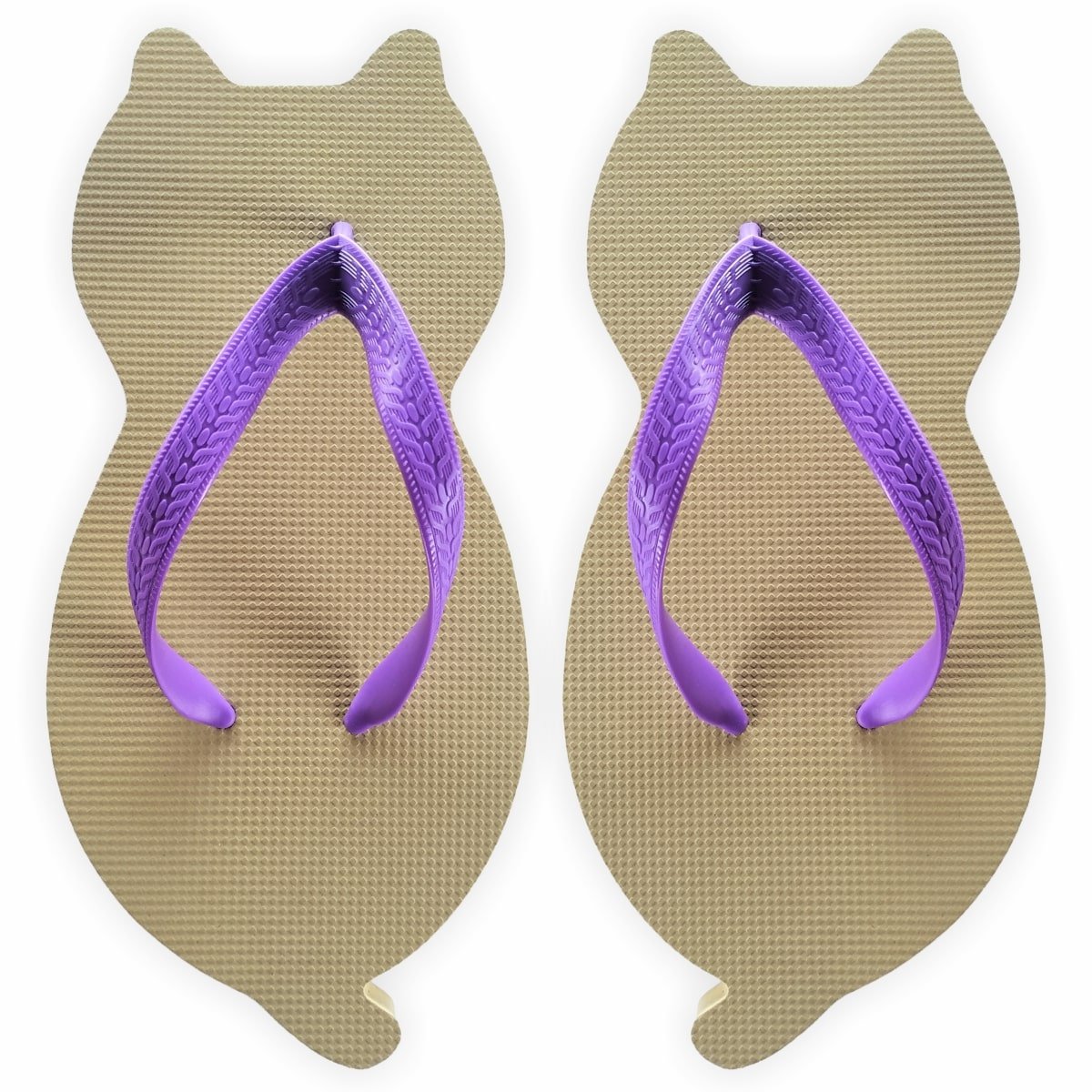 chinelo de gatinho nude com formato de gato