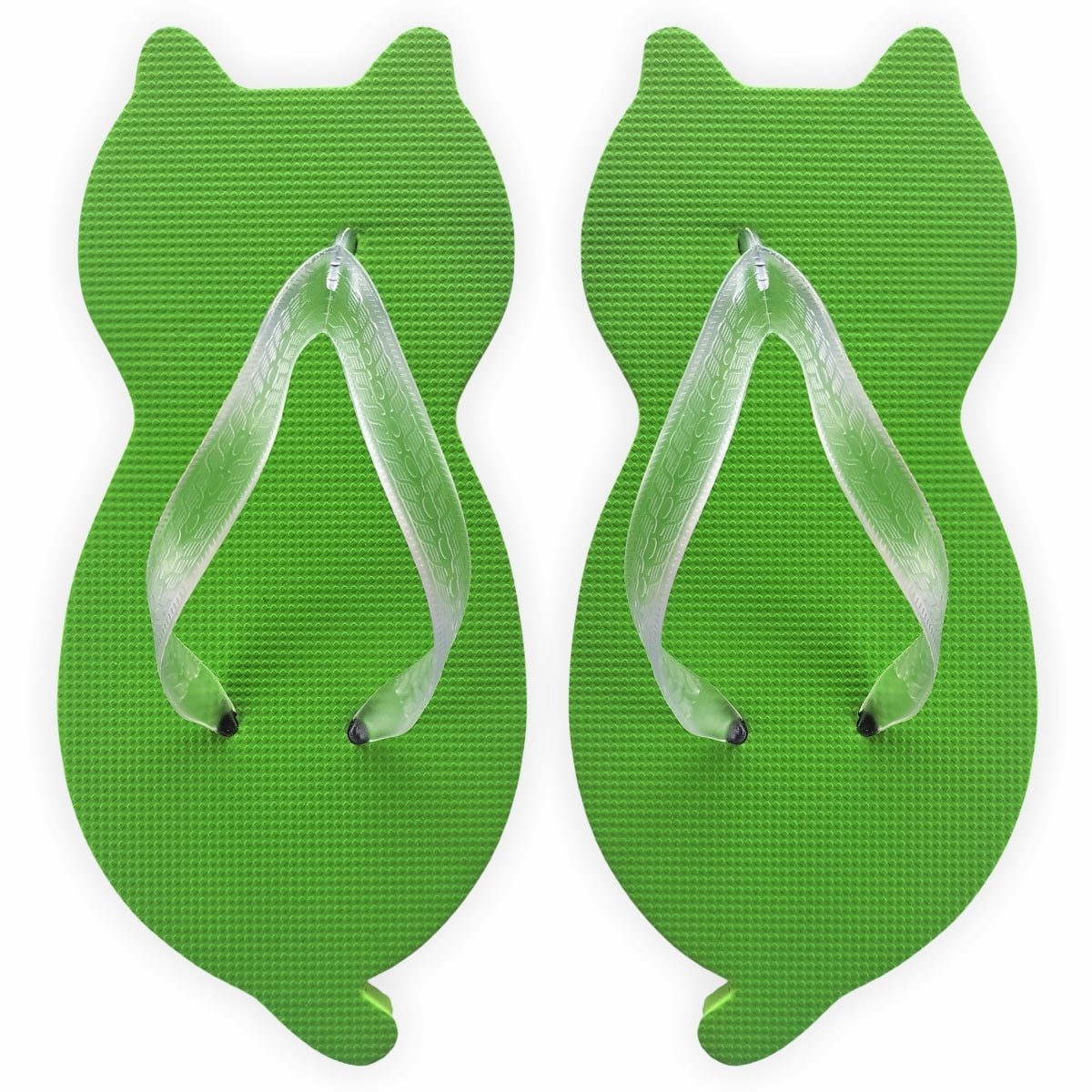 chinelo de gatinho verde com formato de gato