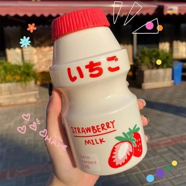 Garrafa com Formato de Yakult Gigante Estilo Fofo de Luxo com Tampa e Alça de Transporte - Imagem 3