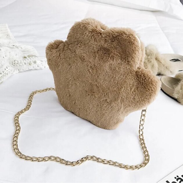 Bolsa Pata do Gatinho Fofo Cat Paw Luxo De Pelúcia Com Alça - Imagem 9