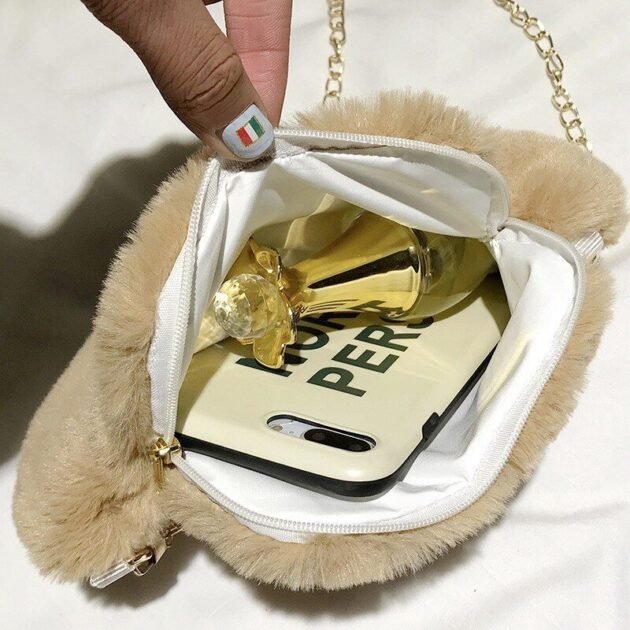 Bolsa Pata do Gatinho Fofo Cat Paw Luxo De Pelúcia Com Alça - Imagem 7