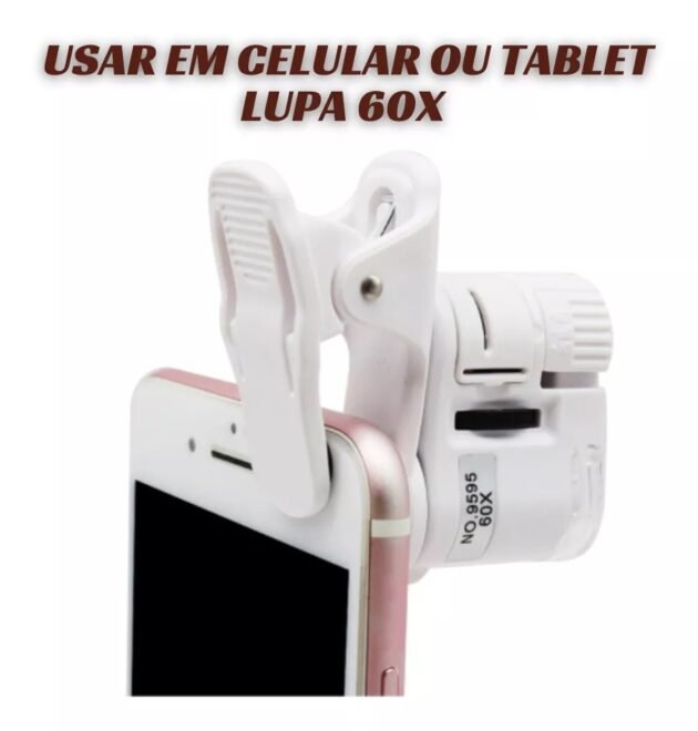 Microscópio Portátil para Celular Zoom de 60X