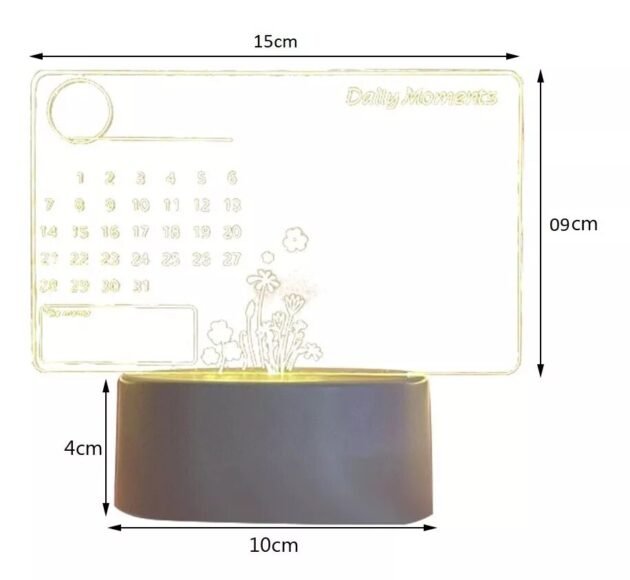 Quadro Luminária LED para Anotações com Calendário e Lembretes Transparente com Caneta e USB - Imagem 10