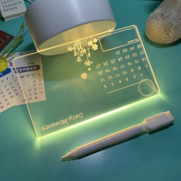 Quadro Luminária LED para Anotações com Calendário e Lembretes Transparente com Caneta e USB - Imagem 4