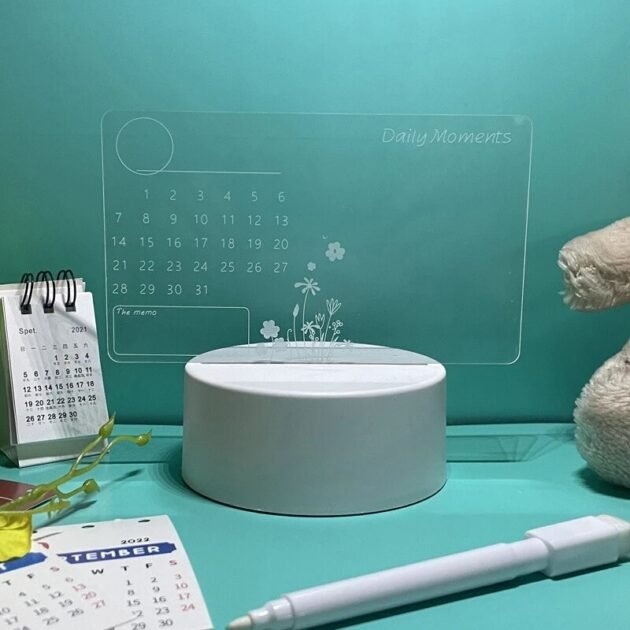 Quadro Luminária LED para Anotações com Calendário e Lembretes Transparente com Caneta e USB - Imagem 5