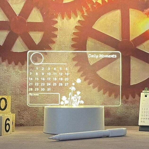 Quadro Luminária LED para Anotações com Calendário e Lembretes Transparente com Caneta e USB - Imagem 6