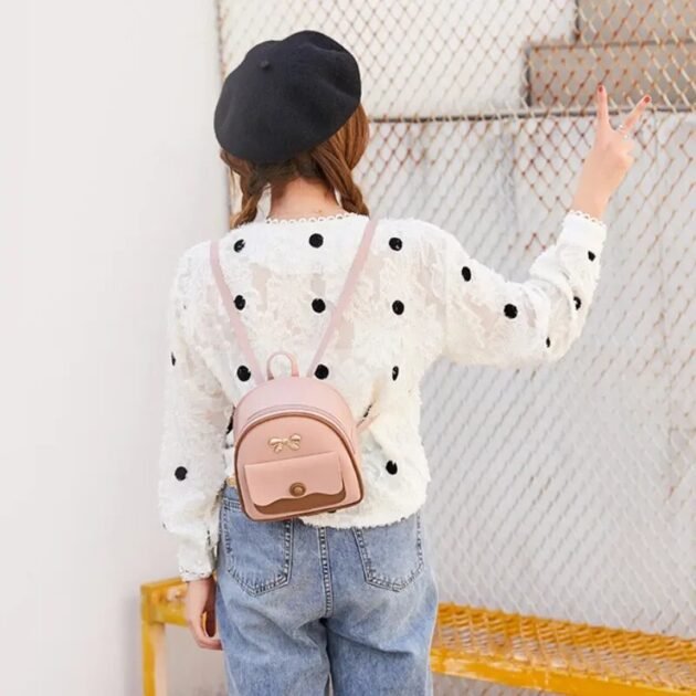 Mini Mochila Tipo Couro Kawaii Estilo Fofo