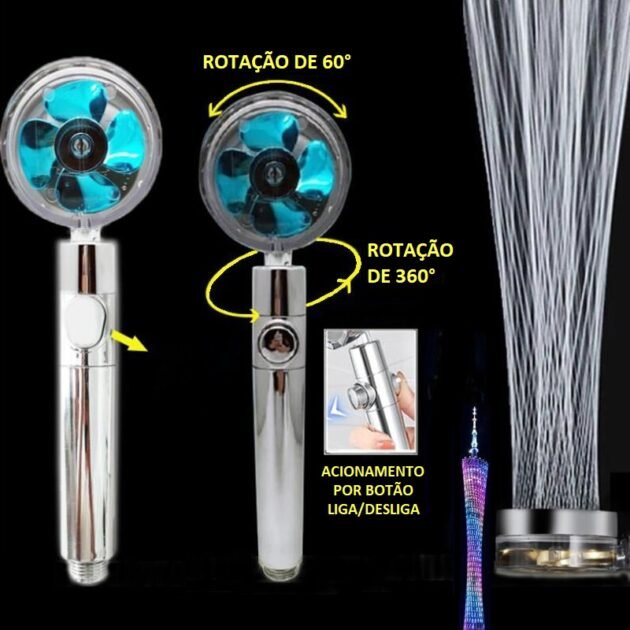 Chuveiro Ducha Pressurizada 360º Multifuncional Alta Pressão Super Flow