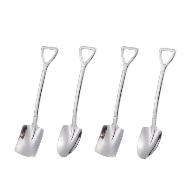 Kit com 4 Colheres em Formato de Pá Talheres Criativas Diferentes Super Estiloso de Luxo - Imagem 2