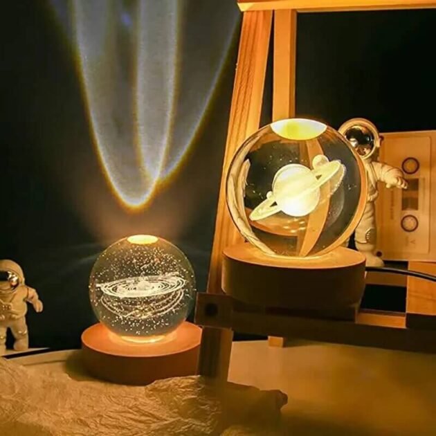 Luminária Bola de Vidro Cristal do Universo 3D
