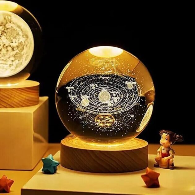 Luminária Bola de Vidro Cristal do Universo 3D