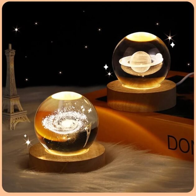 Luminária Bola de Vidro Cristal do Universo 3D