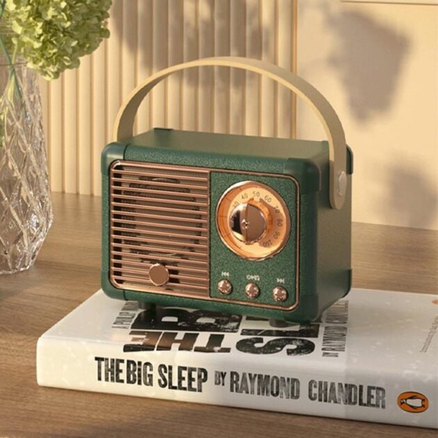 Mini Rádio Bluetooth Retrô com Estilo Vintage de Luxo