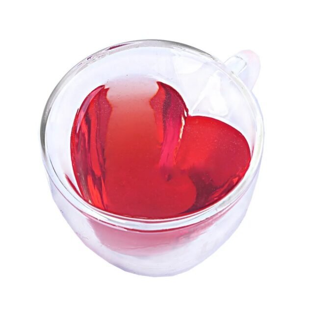 Caneca Vidro Duplo Coração