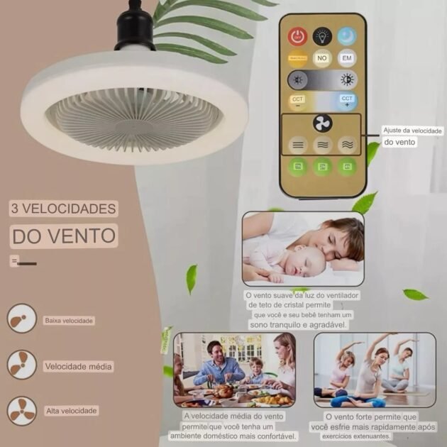 Lâmpada Led com Ventilador de Teto