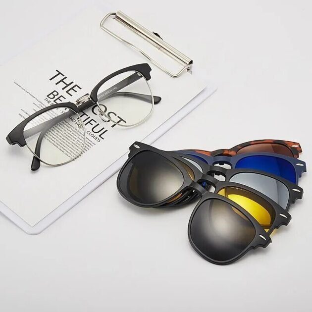 Óculos de Sol com 6 Lentes Clip On