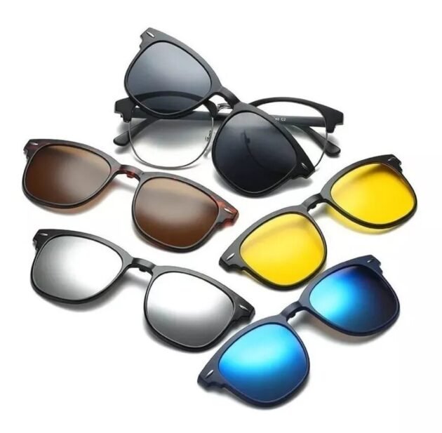 Óculos de Sol com 6 Lentes Clip On