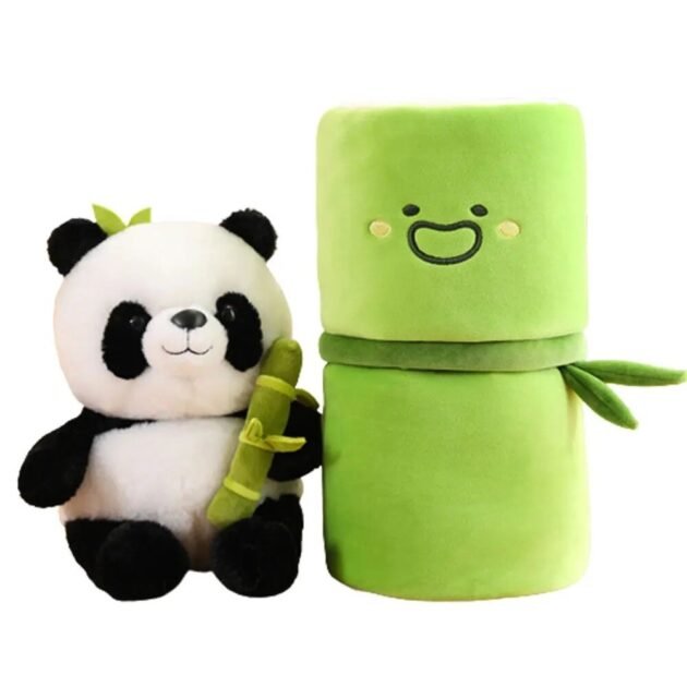 Urso Panda de Pelúcia com Bambu