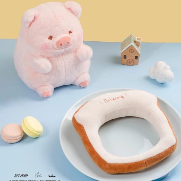 Porquinho de Pelúcia Fofo com Pão de Forma