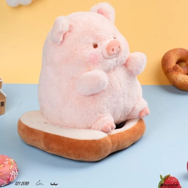 Porquinho de Pelúcia Fofo com Pão de Forma