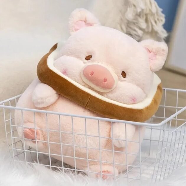 Porquinho de Pelúcia Fofo com Pão de Forma