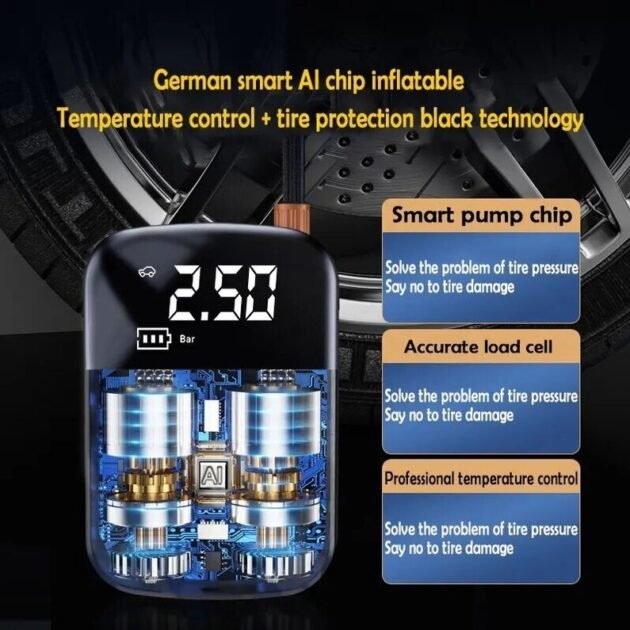 Compressor de Ar Portátil Sem Fio Recarregável