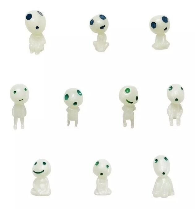 10 Elfos Kodama Miniaturas que Brilham no Escuro Para Decoração de Jardins, Plantas e Casas Luminosos e Fluorescentes
