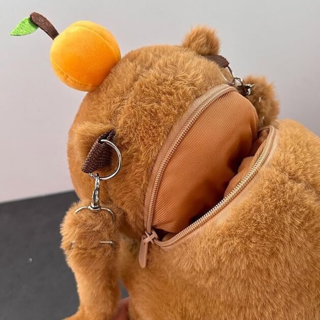 Mochila com Formato De Capivara de Pelúcia Fofa e Macia