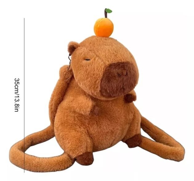 Mochila com Formato De Capivara de Pelúcia Fofa e Macia