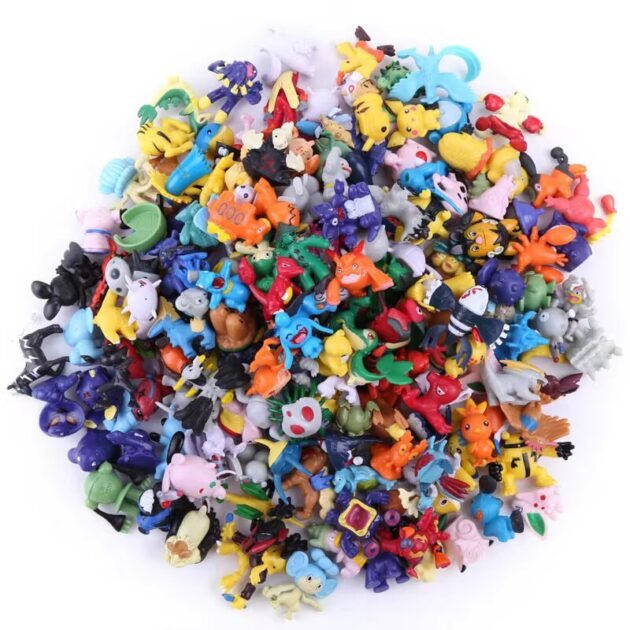 Kit 144 Pokemons + 50 Adesivos Coleção Completa Miniaturas e Bolsa Bag