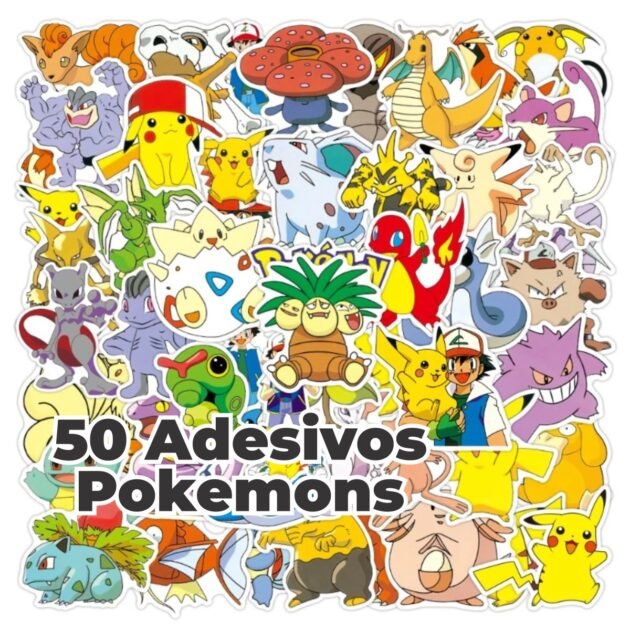 Kit 144 Pokemons + 50 Adesivos Coleção Completa Miniaturas e Bolsa Bag