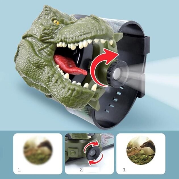 Relógio de Dinossauro 3D com Projetor T-Rex Jurassic Digital Flip