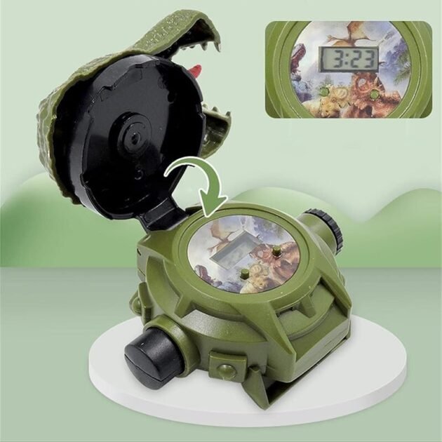 Relógio de Dinossauro 3D com Projetor T-Rex Jurassic Digital Flip