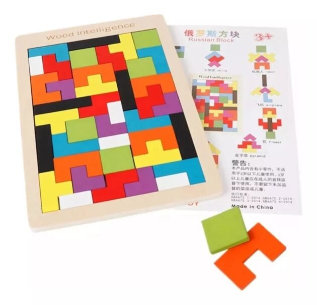 Jogo Tetris Quebra Cabeça de Madeira