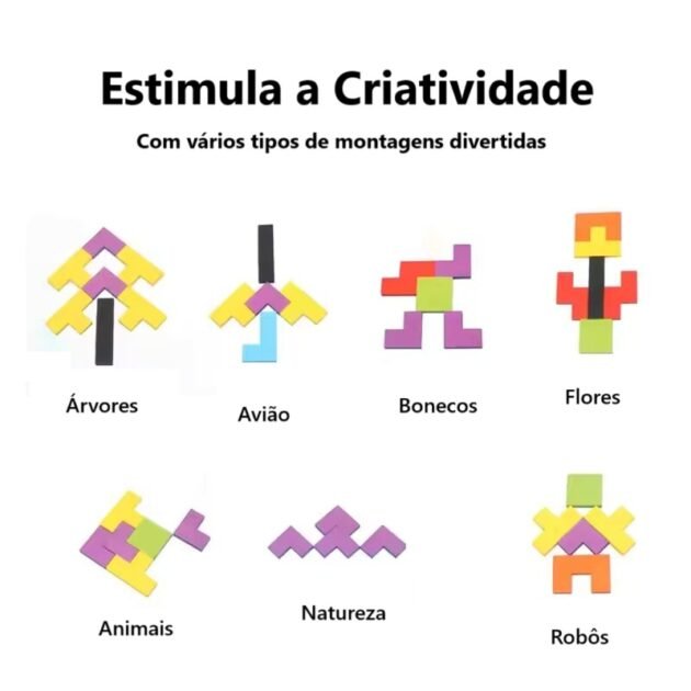 Jogo Tetris Quebra Cabeça de Madeira