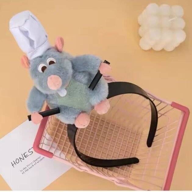 Tiara Arquinho de Pelúcia Ratatouille Chef Remy com Prendedor