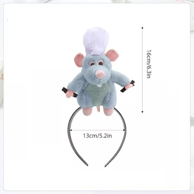 Tiara Arquinho de Pelúcia Ratatouille Chef Remy com Prendedor