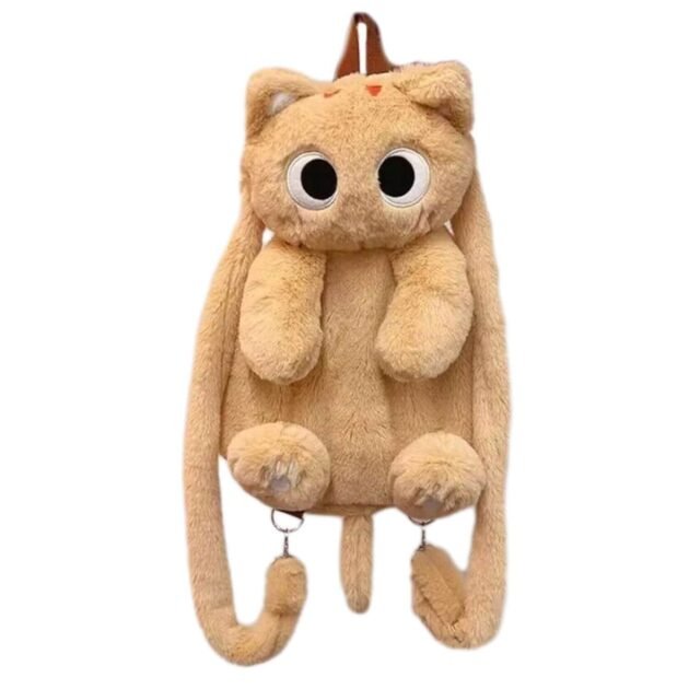 Mochila com Formato De Gatinho de Pelúcia Fofa e Felpuda com Alças Kawaii - Imagem 8