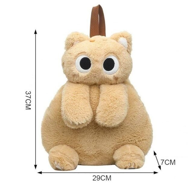 Mochila com Formato De Gatinho de Pelúcia Fofa e Felpuda com Alças Kawaii - Imagem 10