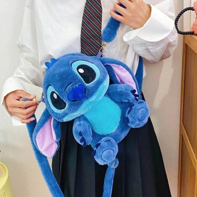 Mochila Stitch de Pelúcia Azul Fofo