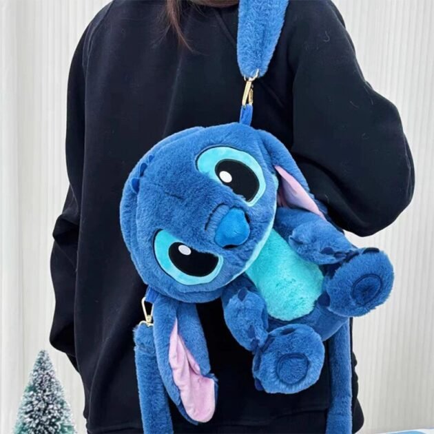 Mochila Stitch de Pelúcia Azul Fofo