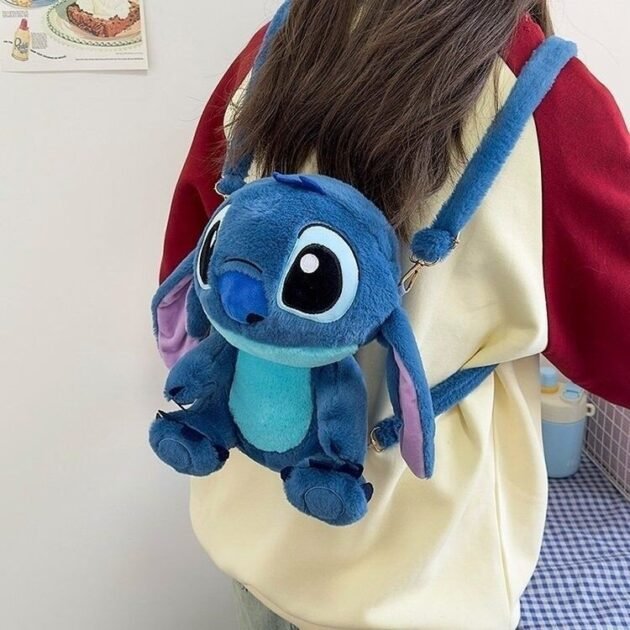 Mochila Stitch de Pelúcia Azul Fofo